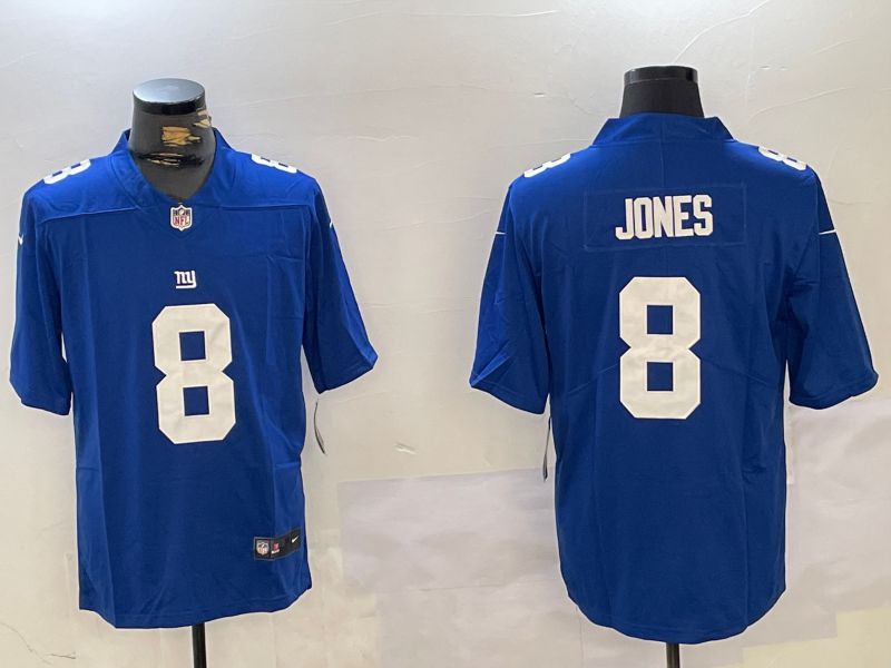 Men New York Giants #8 Jones Blue 2024 Nike Vapor Limited NFL Jersey style 1->new york giants->NFL Jersey